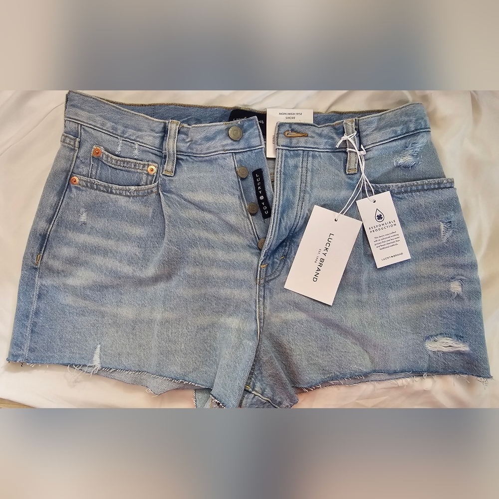 Mom high rise shorts jean comfort stretch